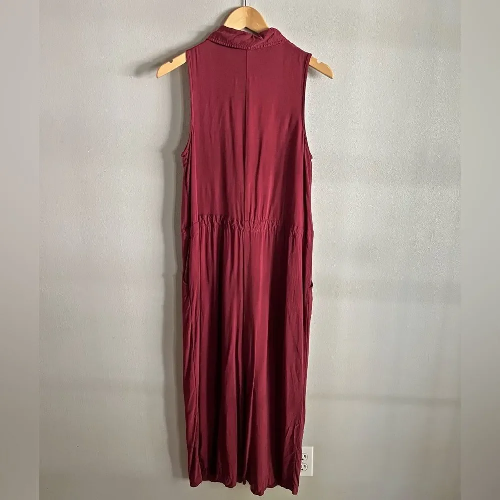 Universal Thread Burgundy Jumpsuit Wide Leg Sleeveless Button Front S